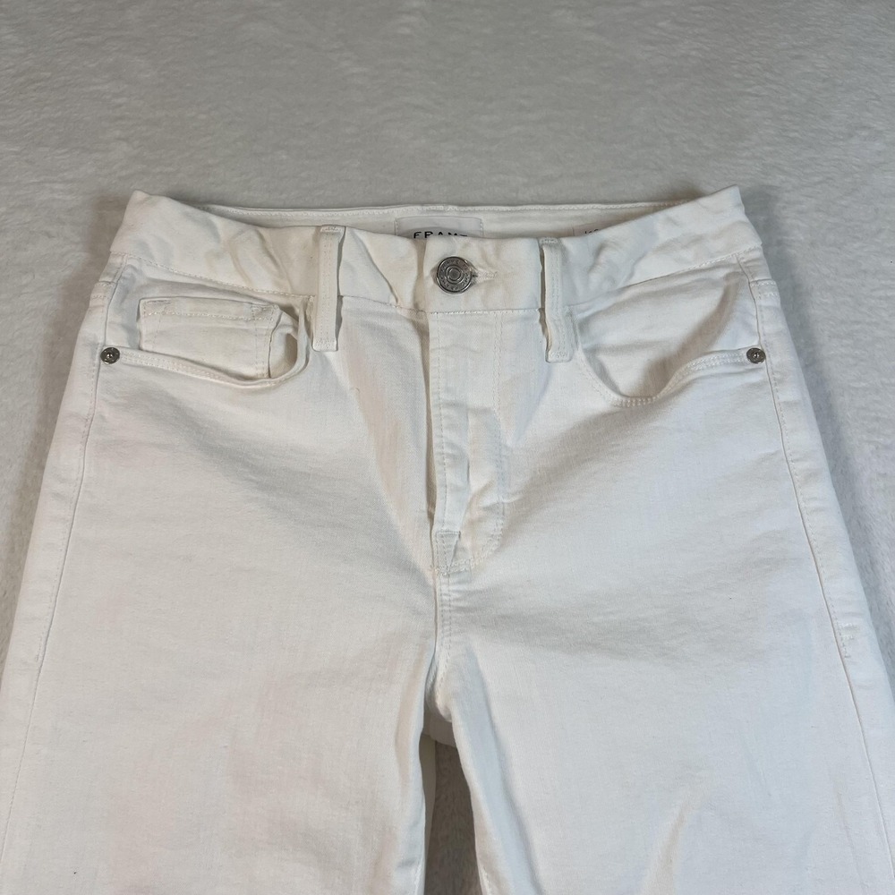 FRAME Le Crop Mini Boot Jeans Womens 26 White Mid Rise Stretch Crop Denim 26x26 - Picture 2 of 11